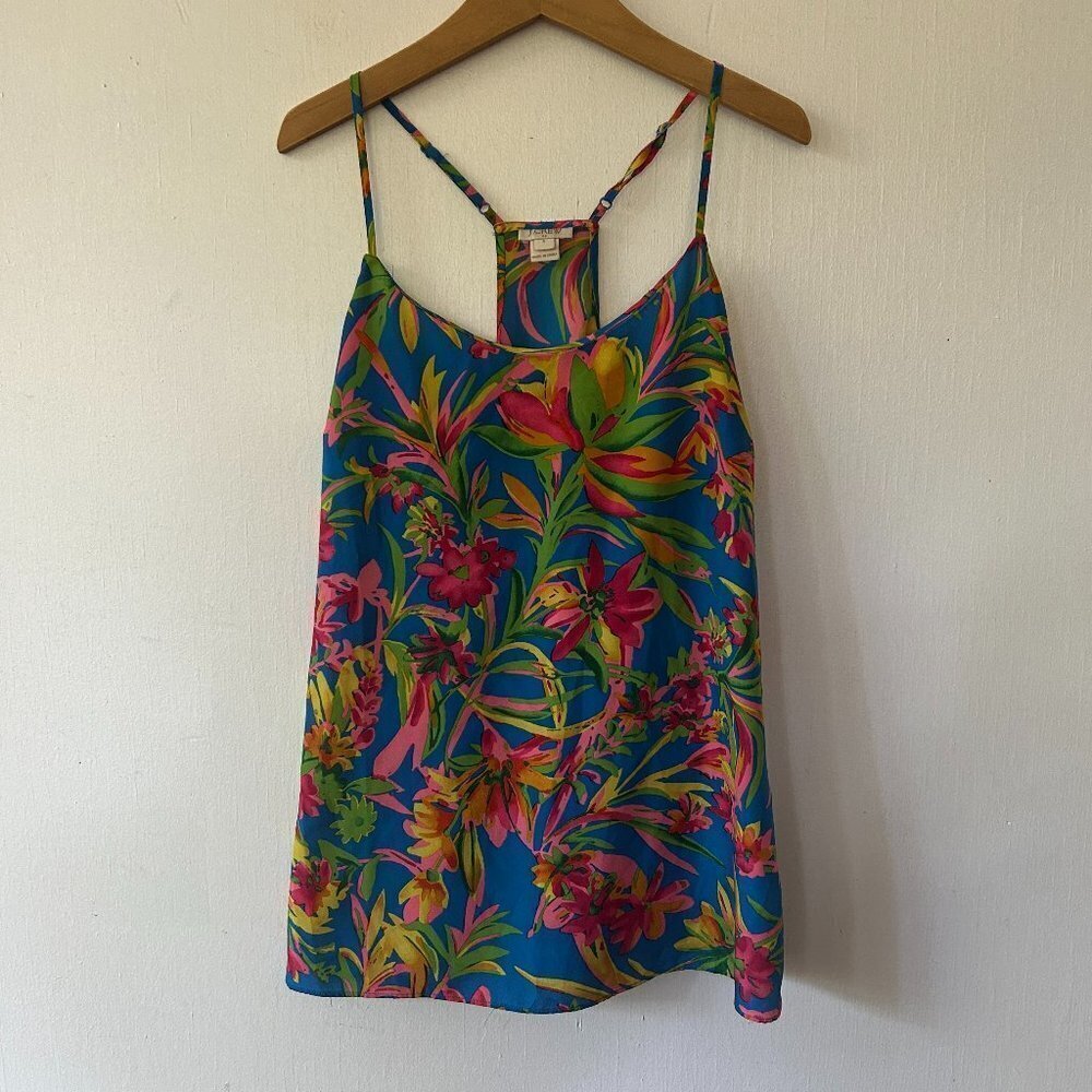 J. Crew Tropical Tank Top Womens 4 Strappy Floral Vacay Vibes Resortwear